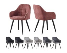 MCC Direct Set of 2 Faux Suede Fabric Kitchen Dining Chairs Accent Chair Adrian