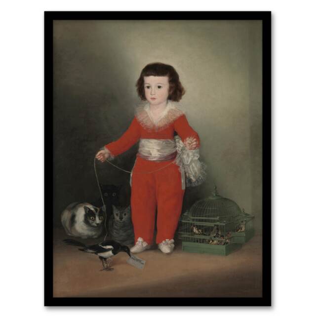 Francisco Goya Red Boy Manuel Portrait with Animals Framed Wall Art Print A3