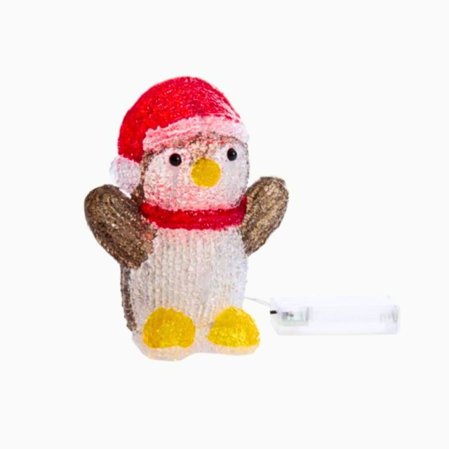 16cm Battery Operated Light up Christmas Ice Penguin with 12 Cool White LEDs