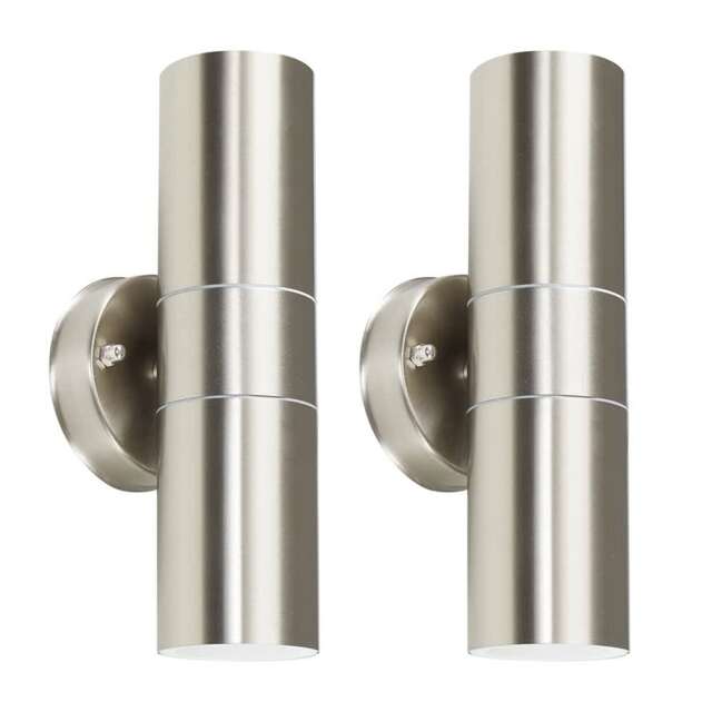 ValueLights Up Down Pair of Stainless Steel Outdoor Wall-Up Down Light