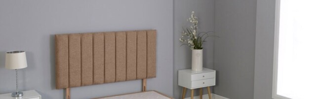 "Brown Linen 9 Panel Headboard Brown 3FT Single 26""inch Headboard"