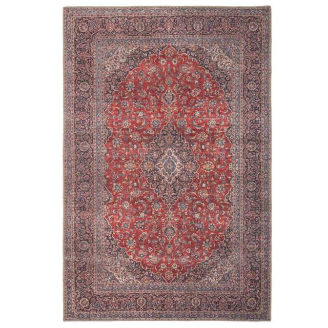 KUKOON Red Navy Blue Persian Style Non Slip Washable Low Pile Rug 160cm x 230cm Red