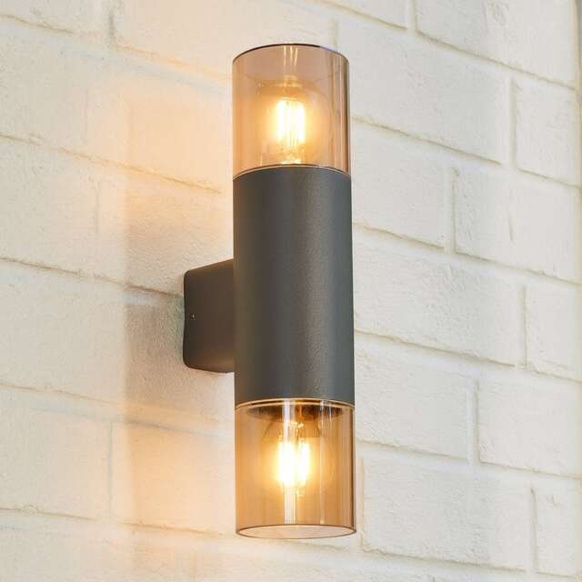 CGC Cortez Anthracite Up and Down Outdoor Wall Light IP44 E27 Grey Anthracite Dark Grey Height: 33 cm Width: 8.5 cm Depth: 11 cm