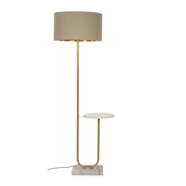 ValueLights Tavel Brushed Gold Floor Lamp Cream Shade and Bulb