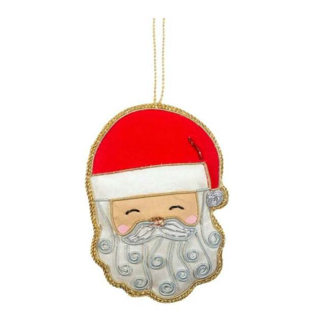 Sass & Belle Hanging Christmas Decoration Embroidered Santa Zari