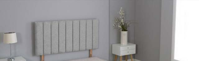 "Silver Linen 9 Panel Headboard Silver 3FT Single 26""inch Headboard"