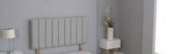 "Silver Linen 9 Panel Headboard Silver 3FT Single 26""inch Headboard"