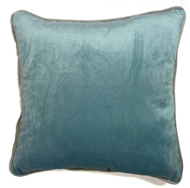 Piped Velvet Cushion Cover with Cusion Pads (43x43 cm) Blue Duck Egg 43 x 43 cm 1