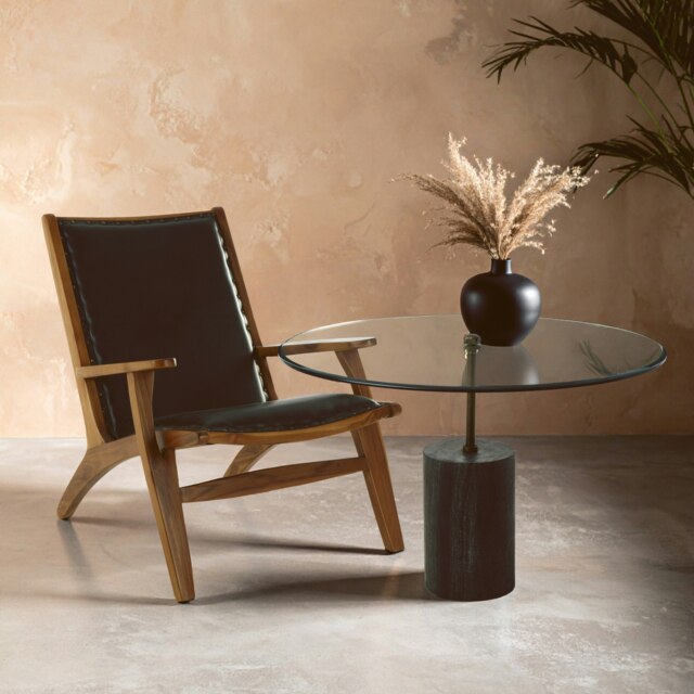 Versatile Glass And Black Marble Side Table, Round Design Modern Side Table, Elegant Small Round Side Table Black
