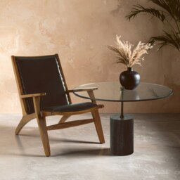 Versatile Glass And Black Marble Side Table, Round Design Modern Side Table, Elegant Small Round Side Table Black