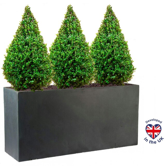 Faux Lead Light Concrete Trough Garden Planter H41 L85 W26 cm, 91 ltrs Cap.
