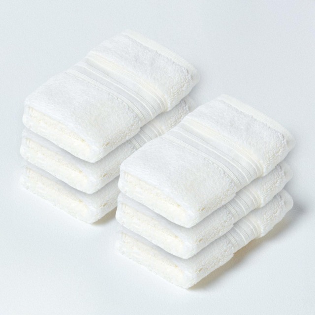 Homescapes Zero Twist Supima Cotton Face Cloth - Set of 6, Cream