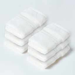 Homescapes Zero Twist Supima Cotton Face Cloth - Set of 6, Cream
