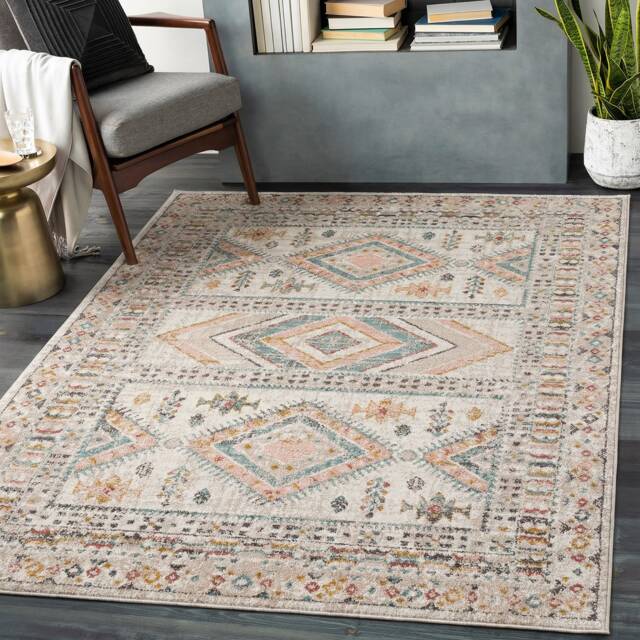 LIVABLISS Ankara-Vintage Traditional Boho Rug 140 x 200 cm Pink Grey