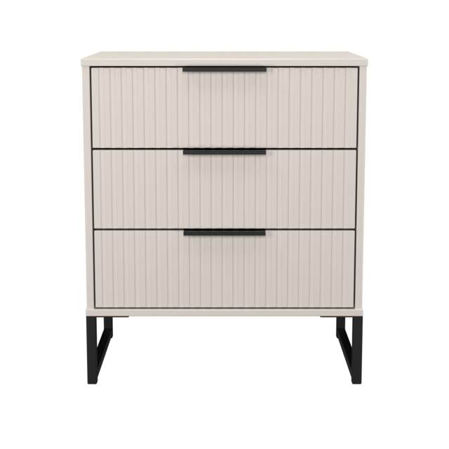 Menai 3 Drawer Midi Chest of Drawers in Kashmir Matt (Ready Assembled) Cream Kashmir Matt