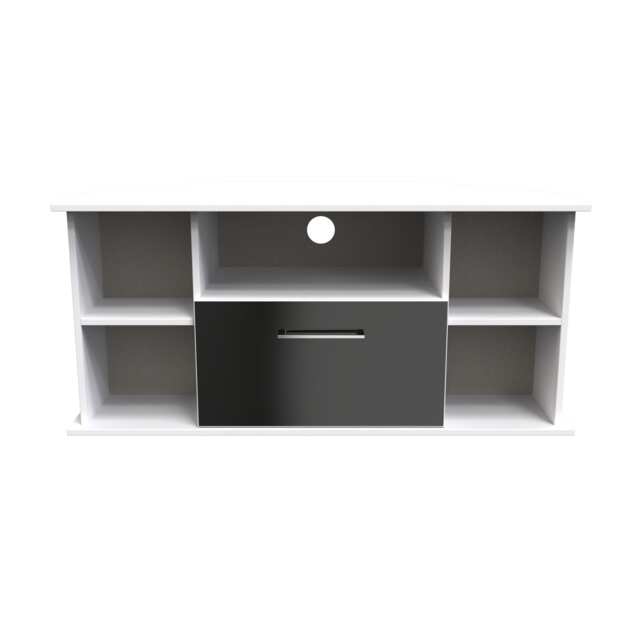 Gloucester Corner TV Stand in Black Matt & White (Ready Assembled) Black Black Matt & White