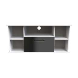 Gloucester Corner TV Stand in Black Matt & White (Ready Assembled) Black Black Matt & White