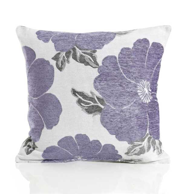 Poppy Chenille 45cm x 45cm Purple Cushion Set of 4 Purple Cream & Grey 45cm x 45cm x 10cm 4