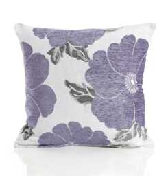 Poppy Chenille 45cm x 45cm Purple Cushion Set of 4 Purple Cream & Grey 45cm x 45cm x 10cm 4