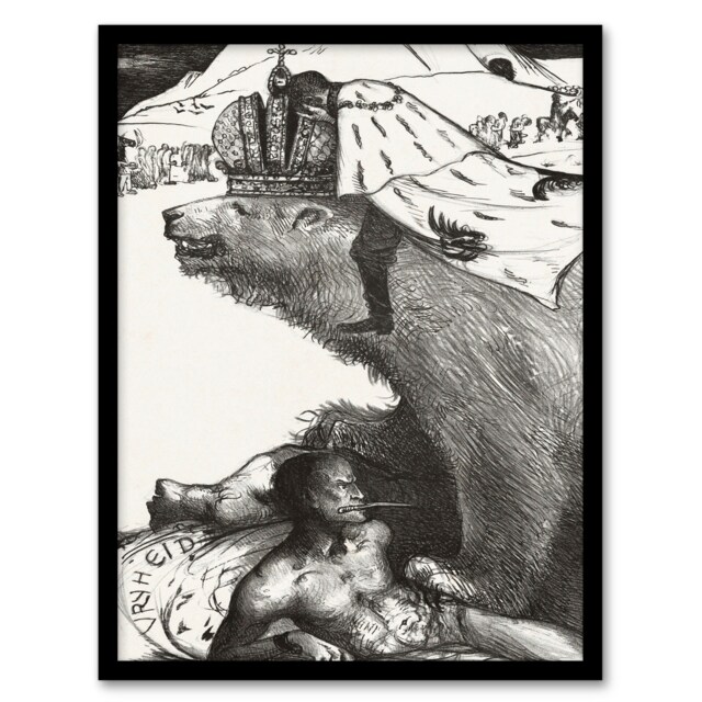 Richard Roland Holst Framed Wall Art Tsar Nicholas II on the Russian Bear