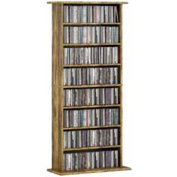 HOMCOM CD Storage Unit DVD Tower Blu-ray Storage Shelf for Living Room Brown Brown
