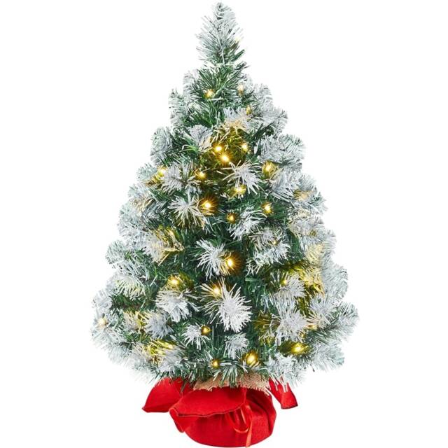 Yaheetech Frosted Tabletop Christmas Tree with LED Lights