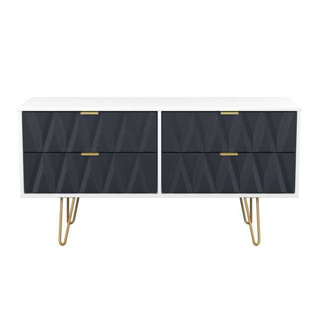 Dallas 4 Drawer Bed Box in Indigo Matt & White Matt (Ready Assembled) Blue Indigo Matt & White Matt
