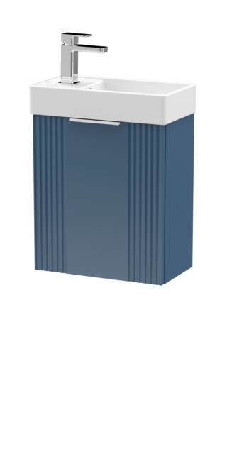 Balterley Retro Wall Hung 1 Door Cloakroom Vanity Basin Unit Blue Satin Blue 1