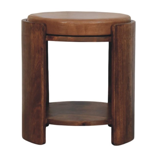Artisan Furniture Solid Wood Savoy Leather Stool, Brown