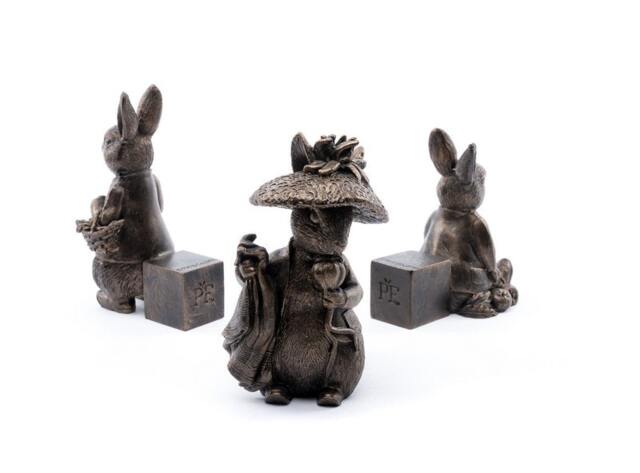 Beatrix Potter Bronze Benjamin Bunny Plant Pot Feet - Set of 3 - L6 x W7 x H11 cm Brown