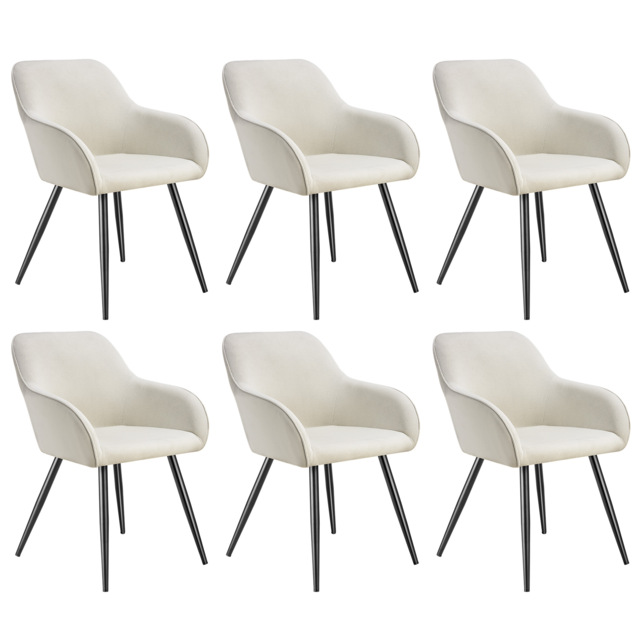 Dining Chair Marilyn - corduroy look, upholstered, armchair, continuous backrest Cream cream/black 6