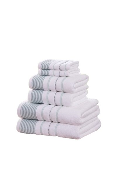 Dakota Stripes Towels 6 Piece Pure Cotton Bale Set Green Bath towel