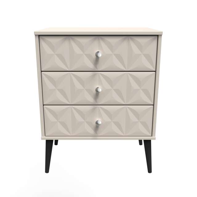 Toledo 3 Drawer Midi Chest of Drawers in Kashmir Matt (Ready Assembled) Cream Kashmir Matt