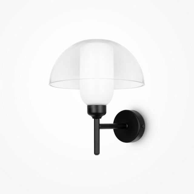 Memory Modern Dome Wall Lamp Black 1xE14 Glass Shade
