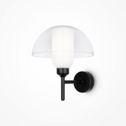 Memory Modern Dome Wall Lamp Black 1xE14 Glass Shade