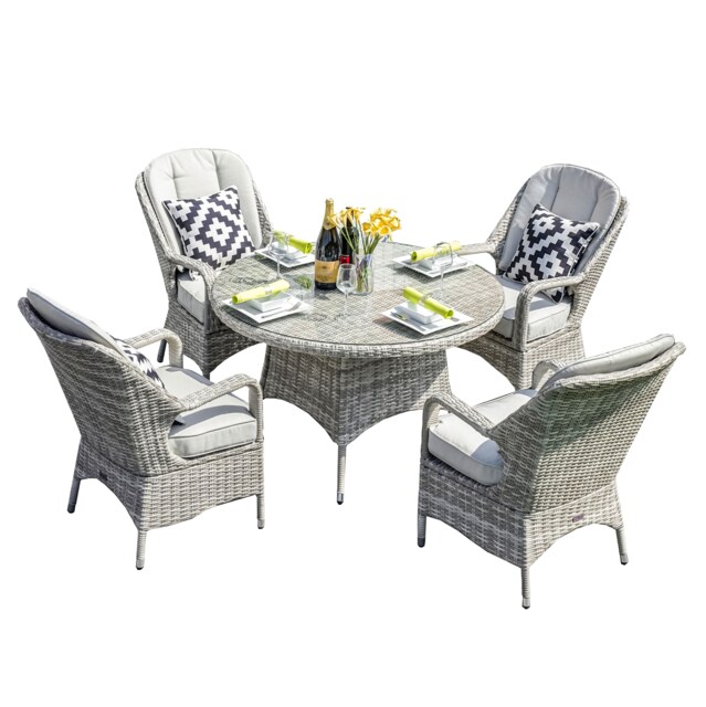 Direct Wicker Outdoor Aluminum Wicker Dining Table Set for 4 People
