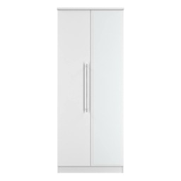 Carlton Double Wardrobe with Mirror Door in Porcelain Matt (Ready Assembled) White Porcelain Matt
