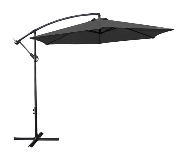 Groundlevel 3M Outdoor Cantilever Banana Garden Parasol Umbrella Black Black