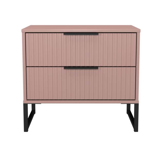 Menai 2 Drawer Wide Bedside Table in Kobe Pink (Ready Assembled) Pink Kobe Pink