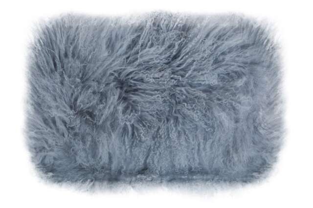 Bosie Real Mongolian Fur Grey Rectangular Cushion Grey
