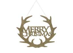 30cm Gold Hanging Merry Christmas Sign Plaque