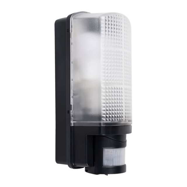 ValueLights Griffin Outdoor IP44 PIR Motion Sensor Bulkhead Wall Light and Warm White Bulb