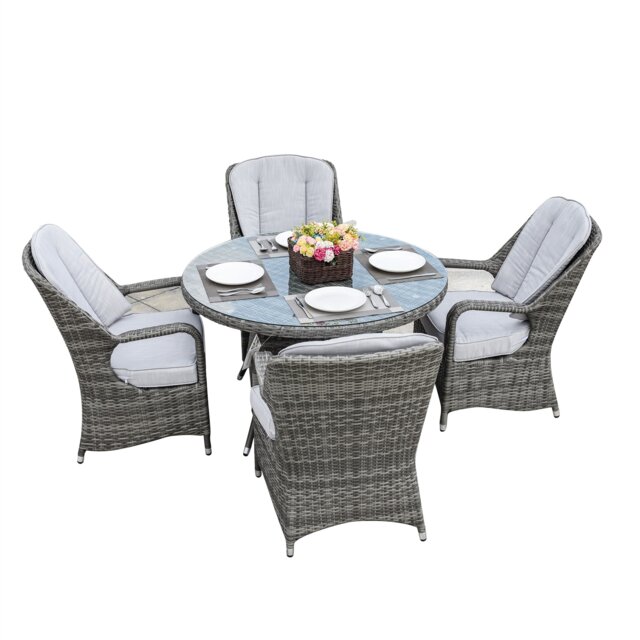 Direct Wicker Outdoor Aluminum Wicker Dining Table Set for 4 People