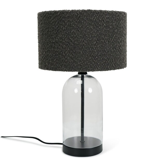 ValueLights Jessy Black Metal Table Lamp Charcoal Boucle Shade