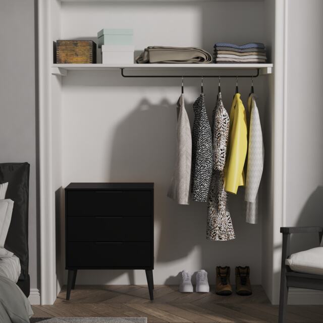 Fuji 3 Drawer Midi Chest of Drawers in Black Matt (Ready Assembled) Black Black Matt