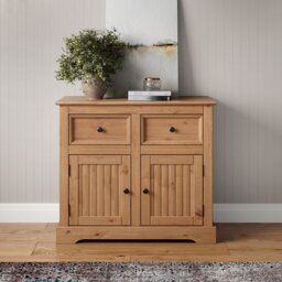 Mercers Furniture Country Antique 2 Door 2 Drawer Sideboard Cabinet Storage Cupboard Solid Wood Pine Wooden