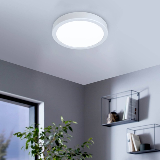 EGLO Fueva 6 Ultra-Slim Surface-Mounted White Round LED Light WBS Black