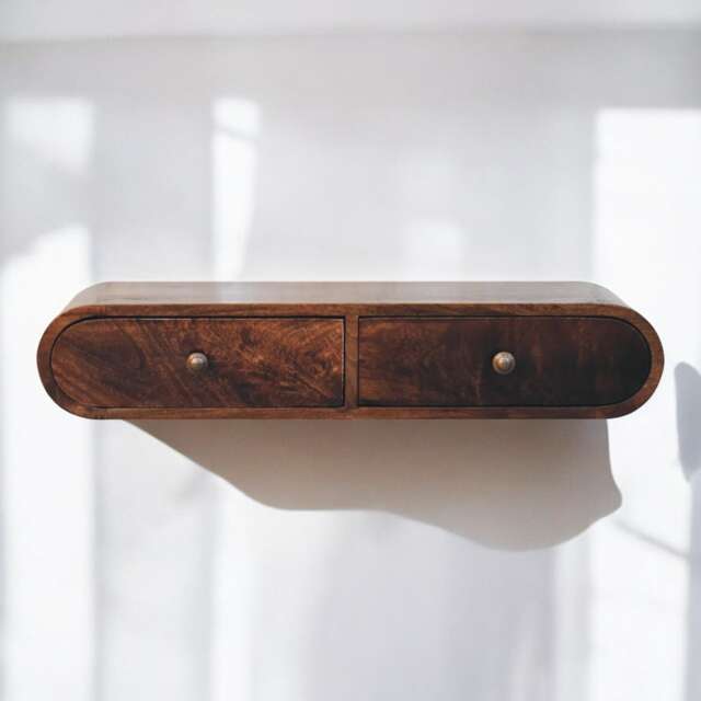Wall Mounted California Walnut Console Table