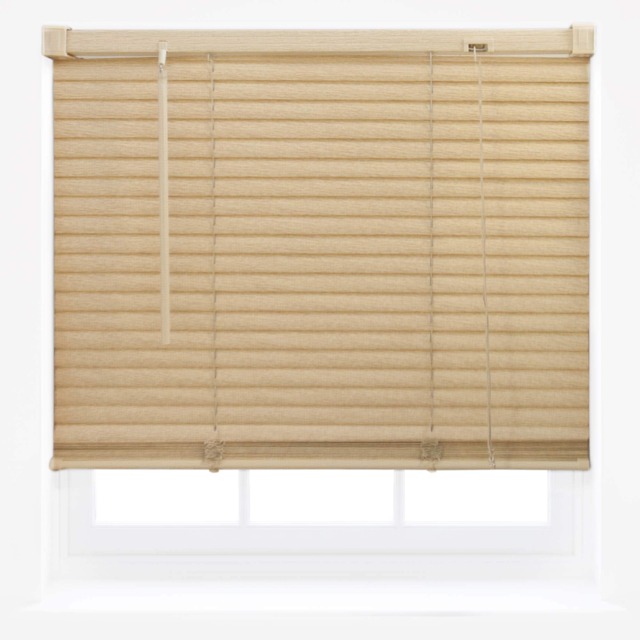 FURNISHED Wood Effect PVC Venetian Window Blinds Made to Measure Easy Fit 25mm Slat Cream Natural (W) 180cm x (L) 150cm