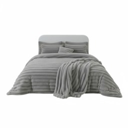 Luxury Teddy Cord Design Bedding Set Ultra Soft Cozy Stylish Comfort Silver King